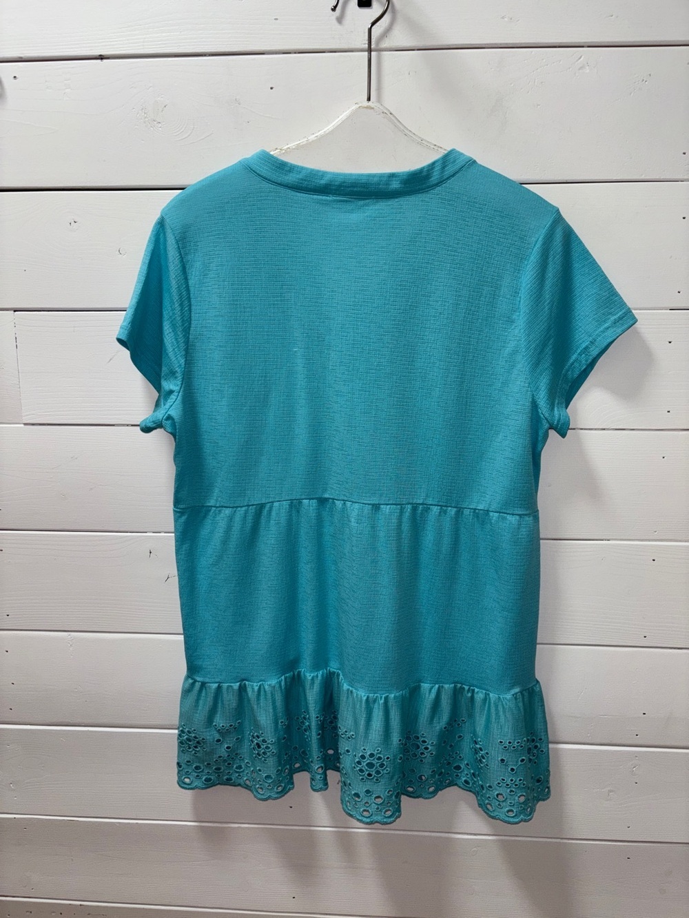 Grenier Textured Peplum Top – Turquoise – XL - Picture 4 of 9